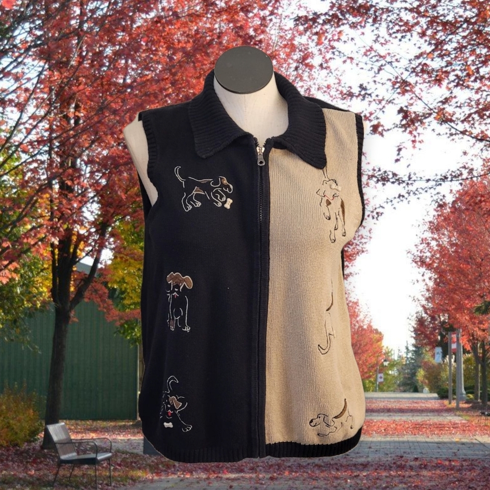 Christopher & Banks Black and Tan Vest